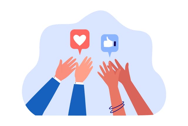People sending likes and hearts